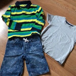 3 for $10 jean shorts, long sleeves polo shirt and H&M short sleeve T-shirt